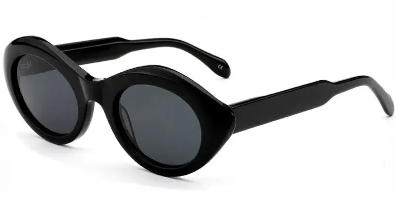Canton Women's 50mm Bold Oval Acetate Sunglasses | China Factory Direct Supply - Black