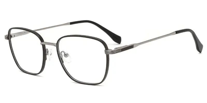 Cattail Mens Square Metal Eyeglasses, Frame Side Square Texture, Exquisite Details variations - Grey