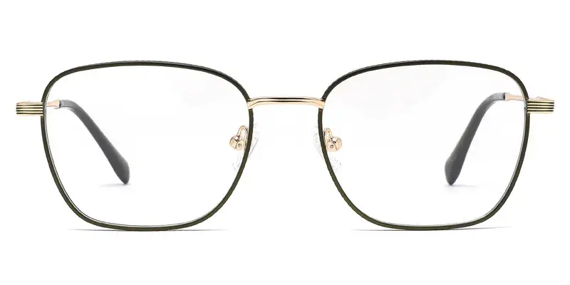 Cattail Mens Square Metal Eyeglassses, Frame Side Square Texture, Exquisite Details variations - Golden Black