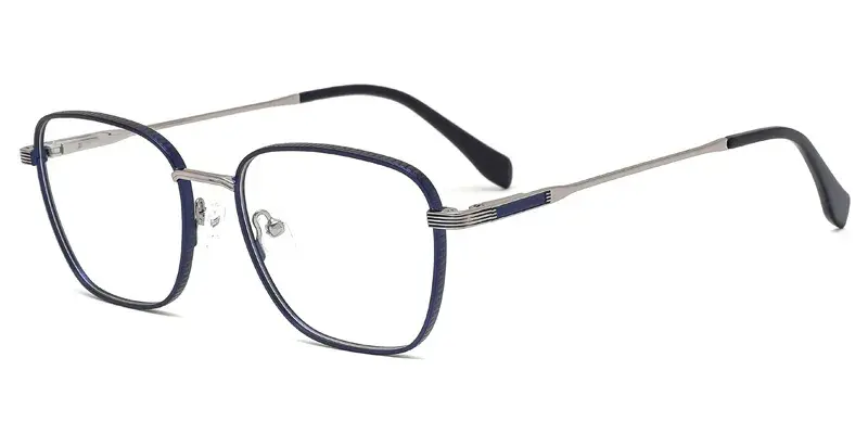 Cattail Mens Square Metal Eyeglasses, Frame Side Square Texture, Exquisite Details variations - Blue
