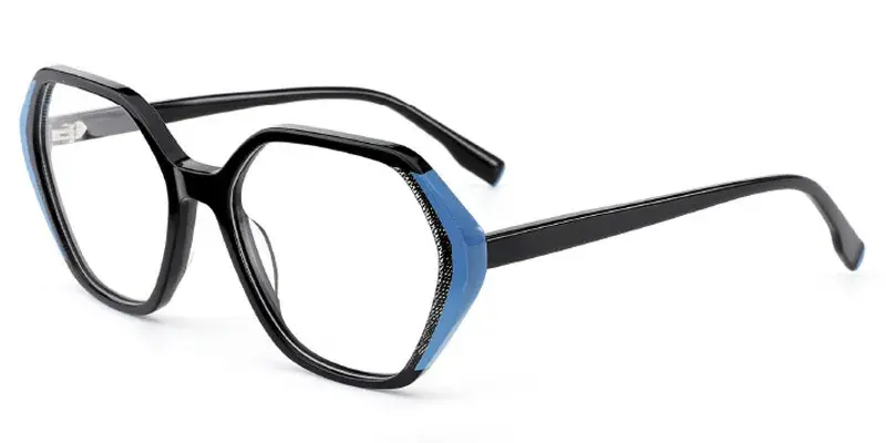 Charlotte Womens Over fit Lamination Acetate Optical Frame | Factory Direct Wholesale - Black