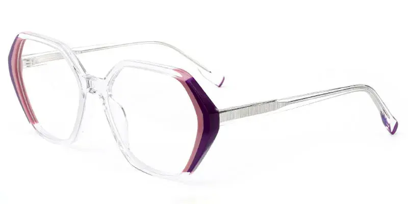 Charlotte Womens Over fit Lamination Acetate Optical Frame | Factory Direct Wholesale - Crystal Transparent