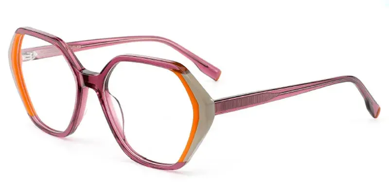 Charlotte Womens Over fit Lamination Acetate Optical Frame | Factory Direct Wholesale - Pink