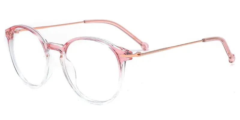 Chrysanthemum Women TR90 Metal Round Optical Frame,Laser Engraving, Premium Texture - Pink