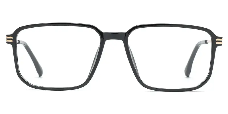Cogongrass Gents Rectangle TR90 Metal Hybrid Optical Frame, Laser Engraving, Micro Dot Paint Filling - Golden Black