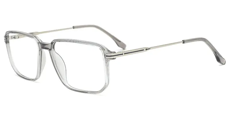 Cogongrass Gents Rectangle TR90 Metal Hybrid Optical Frame, Laser Engraving, Micro Dot Paint Filling - Grey