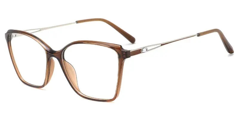 Daffodil Ladies Rectangle TR90 Metal Hybrid Eyewear,  Metal Crystal Hollow - Brown