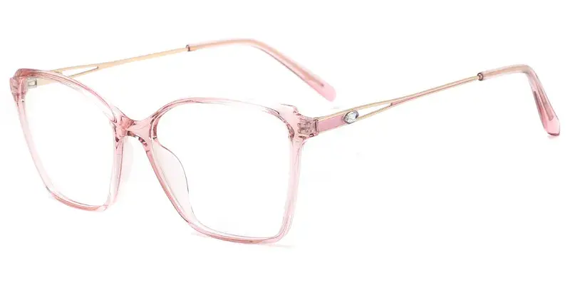 Daffodil Ladies Rectangle TR90 Metal Hybrid Eyewear,  Metal Crystal Hollow - Pink