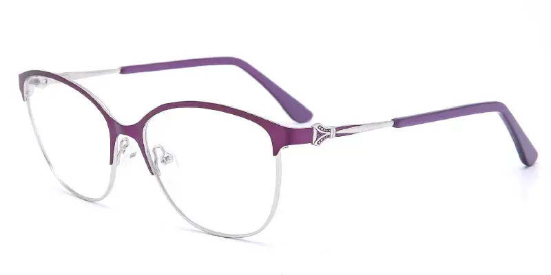 Delaware Womens Oval Stainless Steel Optical Frame Factory Direct Wholesale, 53mm - Purple