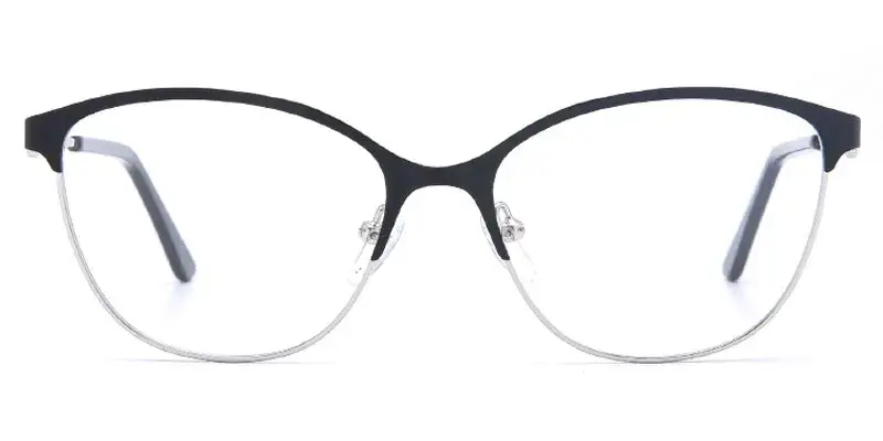 Delaware Womens Oval Stainless Steel Optical Frame Factory Direct Wholesale, 53mm - Black