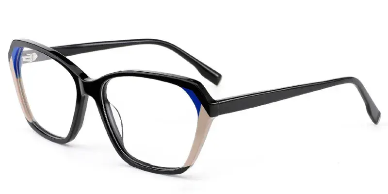 Elizabeth - Women's Oversized Vinyl 56mm Lamination Optical Frame Factory Direct Supply - Black