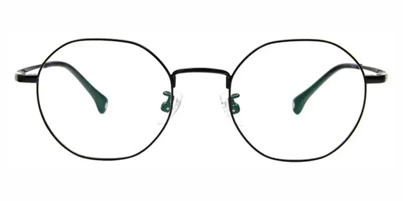 Firefly Titanium Alloy Geometric Teenager Optical Frame,Polished Curved Temple - Black