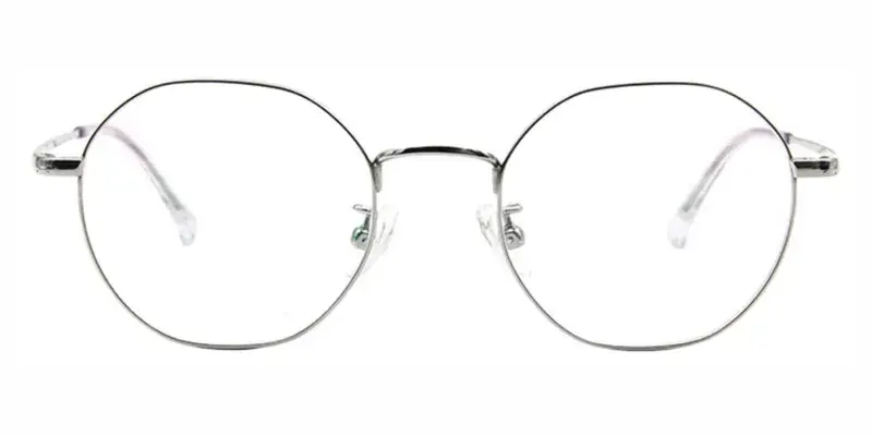 Firefly Titanium Alloy Geometric Teenager Optical Frame,Polished Curved Temple - Silver
