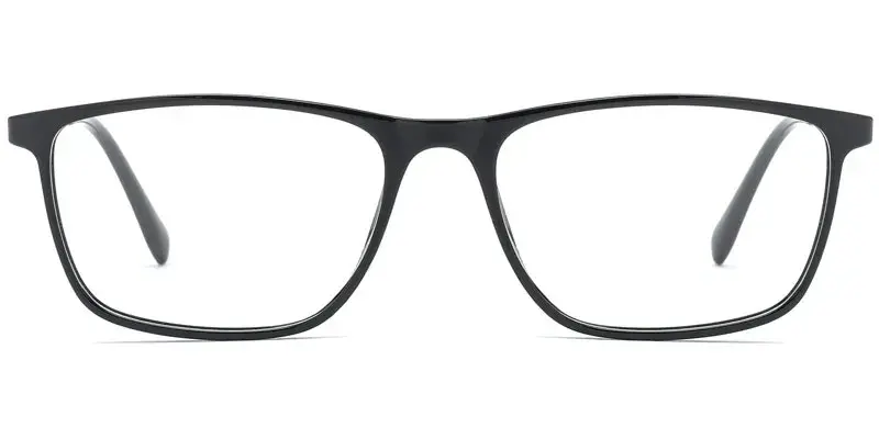 Flint Rectangle Men's TR90 Metal Hybrid Optical Frame - China Factory Direct - Black