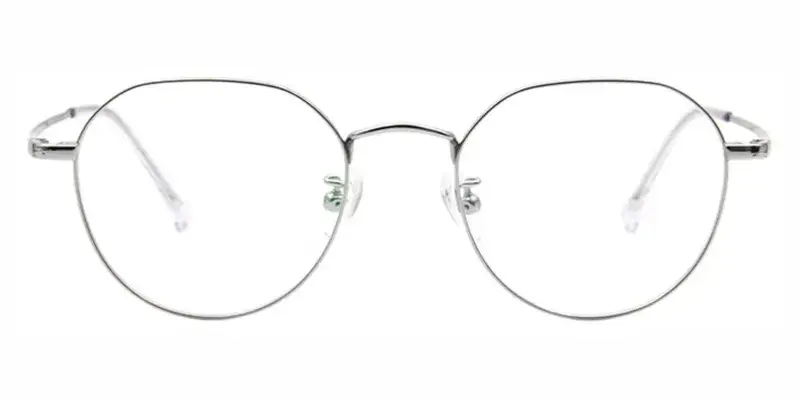 Frog Titanium Alloy Round Teenager Eyeglasses,Zero-pressure design,for all-day comfort - Silver