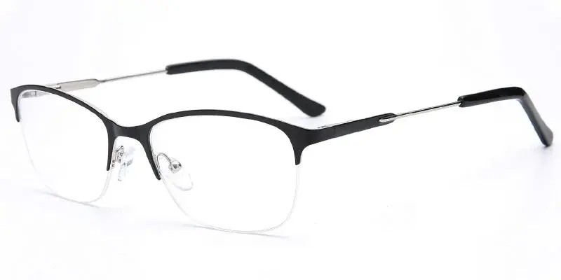 Gastonia - Women's 52mm Semi Rim Metal Optical Frame - Black/Silver