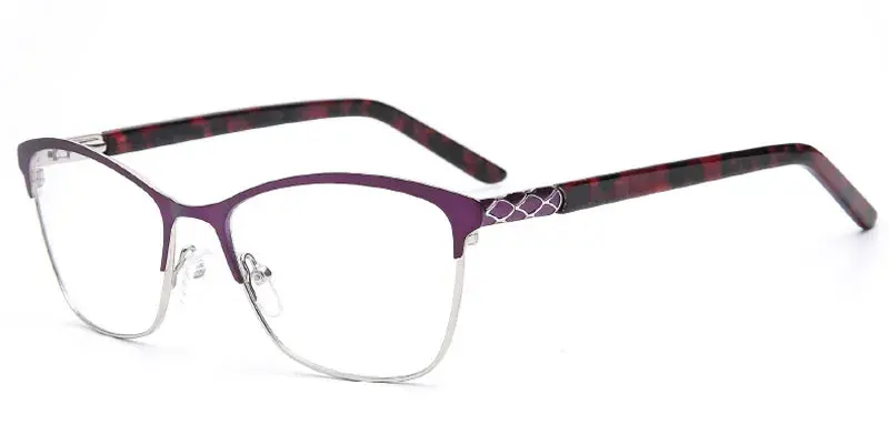 Grayling - Customize 52mm Lady's Metal Eyeglasses Frame - Purple/Silver