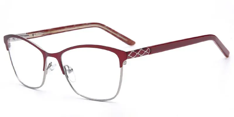Grayling - Customize 52mm Lady's Metal Eyeglasses Frame - Red/Silver