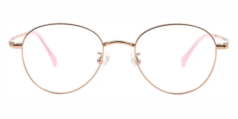Hedgehog Titanium Alloy Teenager Optical Frame,3D sculpted temple hinge design,Enhanced field of vision - Golden Pink