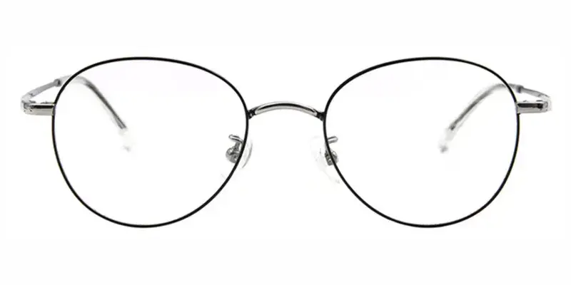 Hedgehog Titanium Alloy Teenager Optical Frame,3D sculpted temple hinge design,Enhanced field of vision - Silver Black