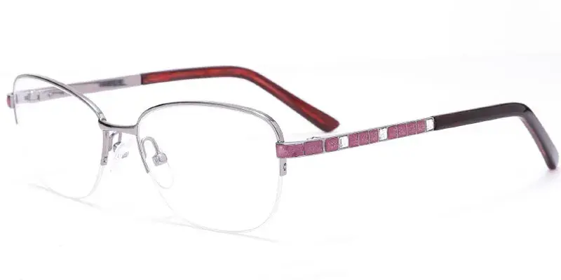 Helena - Factory Supply Women's Semi Rim Metal Optical Frame - Silver