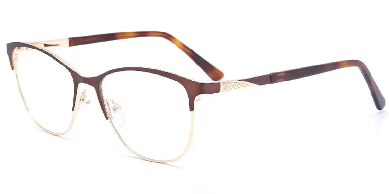 Hillsboro Women's Oval Stainless Steel Spectacle Frame | Factory Wholesale - Brown