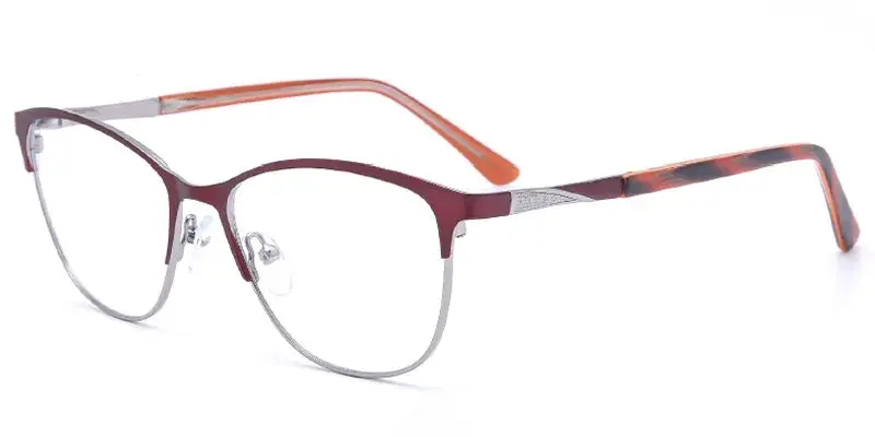 Hillsboro Women's Oval Stainless Steel Spectacle Frame | Factory Wholesale - Red