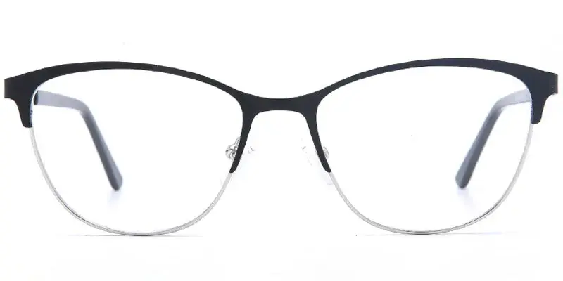 Hillsboro Women's Oval Stainless Steel Spectacle Frame | Factory Wholesale - Black