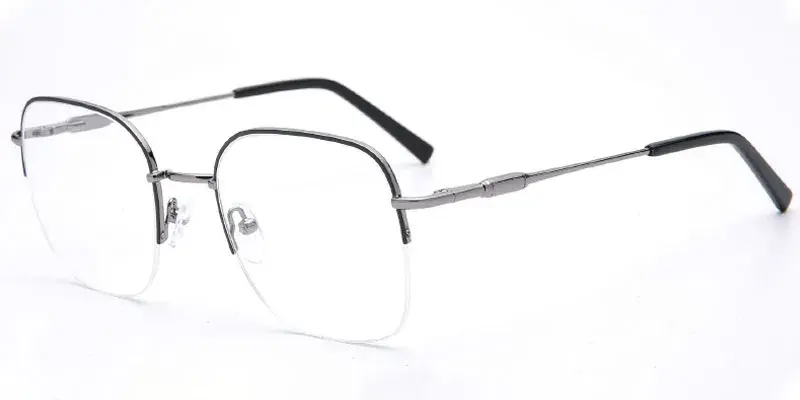 Houghton - 51mm Men's Square Metal Optical Frame - Black/Gun
