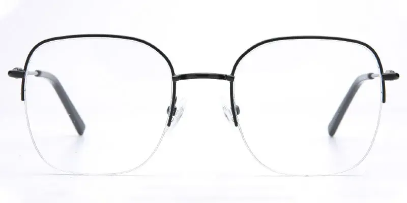 Houghton - 51mm Men's Square Metal Optical Frame - Black/Silver