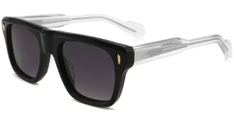 Houston Bold Acetate Sunglasses for Men, 52mm - Black/Crystal