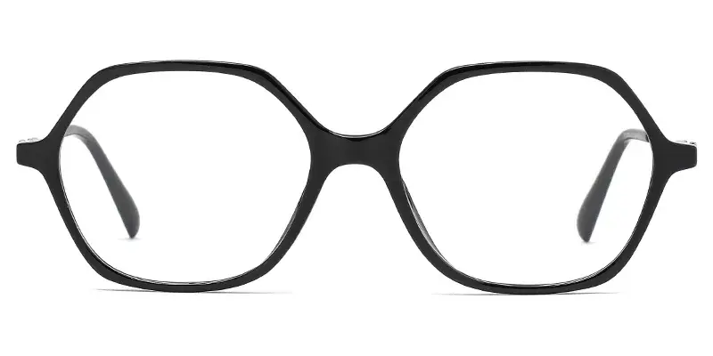 Hyacinth Women Geometric TR90 Metal Hybrid Eyeglasses, Temple Crystal Logo Design - Black