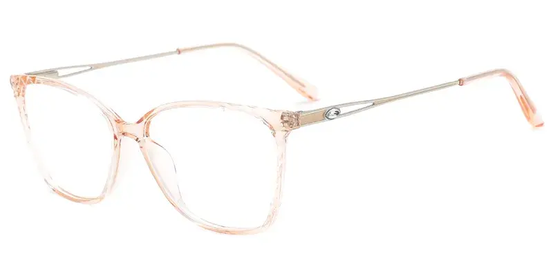 Hydrangea Women Rectangle  TR90 Metal Hybrid Eyewear, Metal Hollow, Crystal Accents - Orange