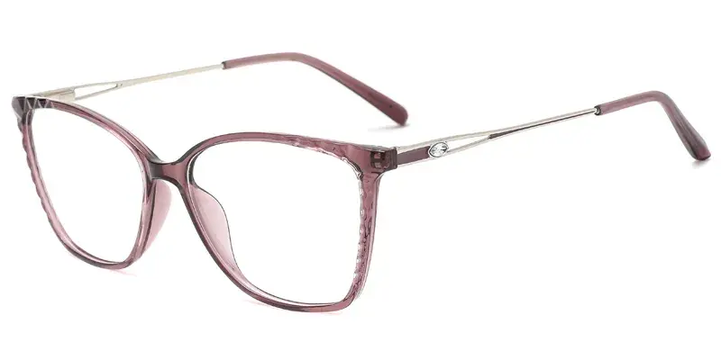 Hydrangea Women Rectangle  TR90 Metal Hybrid Eyewear, Metal Hollow, Crystal Accents - Purple
