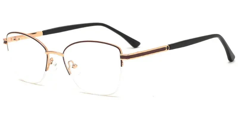 Women's Metal Optical Frame with Epoxy Effect - Red/Gold