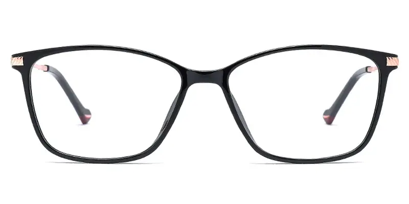 Jasmine Damsels Square TR90 Metal Hybrid Eyewear,Mirror Polish, Indestructible Yet Stylish - Golden Black