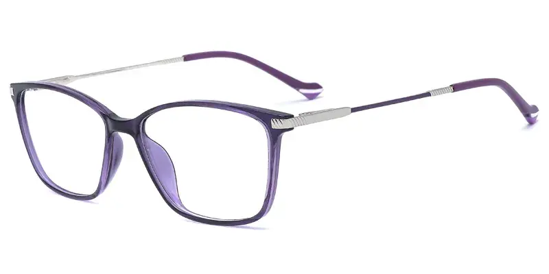 Jasmine Damsels Square TR90 Metal Hybrid Eyewear,Mirror Polish, Indestructible Yet Stylish - Purple