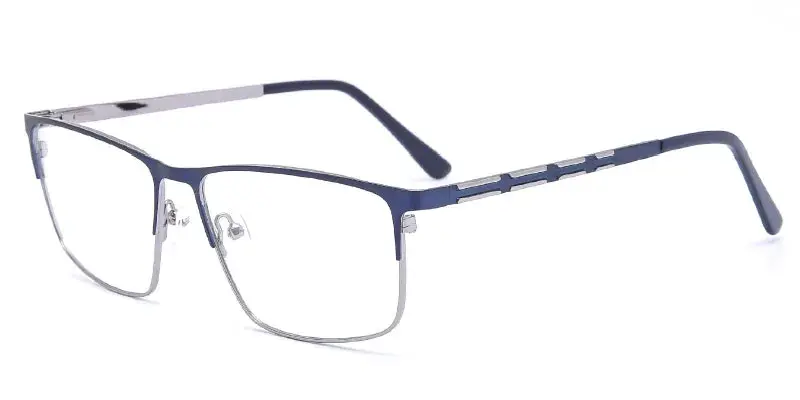 Levittown - Factory Supply Men's 58mm Oversize Rectangle Stainless Steel Optical Frame - Blue
