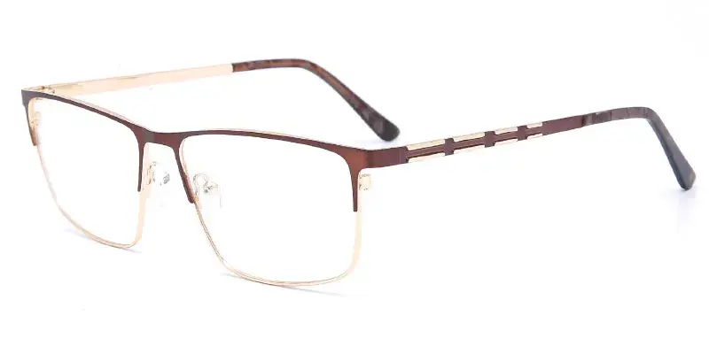Levittown - Factory Supply Men's 58mm Oversize Rectangle Stainless Steel Optical Frame - Brown