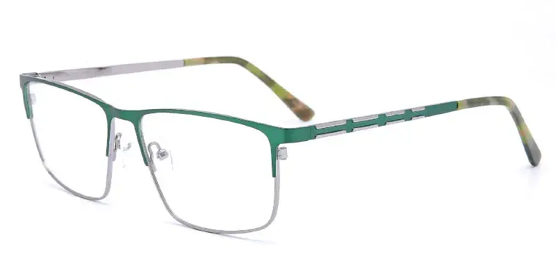 Levittown - Factory Supply Men's 58mm Oversize Rectangle Stainless Steel Optical Frame - Light Green