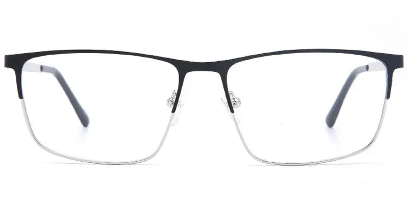 Levittown - Factory Supply Men's 58mm Oversize Rectangle Stainless Steel Optical Frame - Black