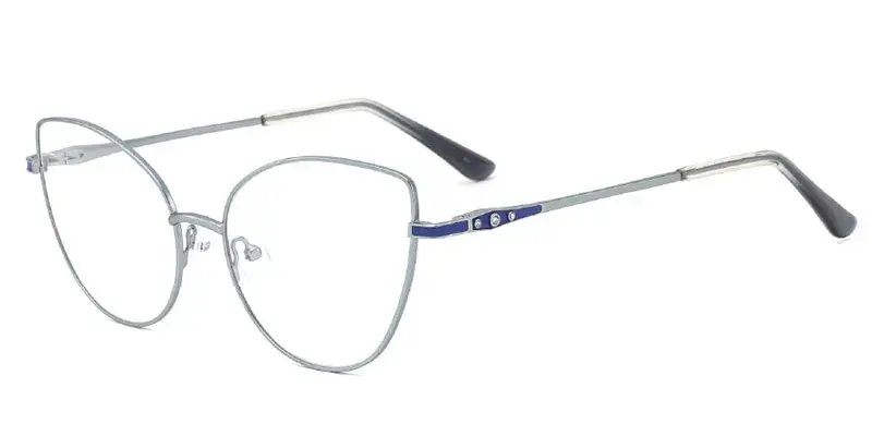 Liberal Extended Metal Cat Eye Eyeglasses Frame for Women, 57mm - Silver