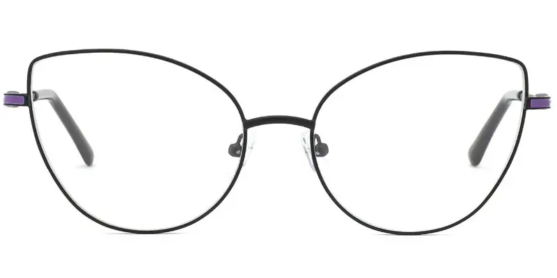 Liberal Extended Metal Cat Eye Eyeglasses Frame for Women, 57mm - Black