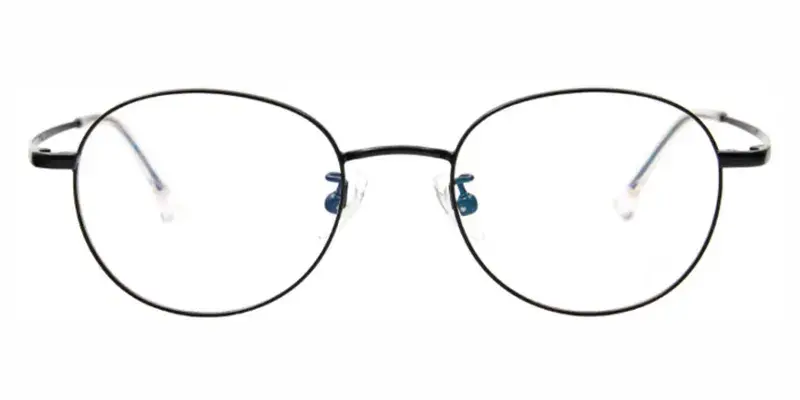 Lion Titanium Alloy Oval Male high Students Eyewear, Silicone round-end temple tips - Black