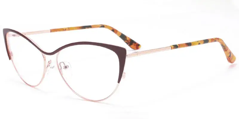Louisiana - Oversized Fit Women's Metal Optical Frame Factory Direct OEM - Brown/Gold