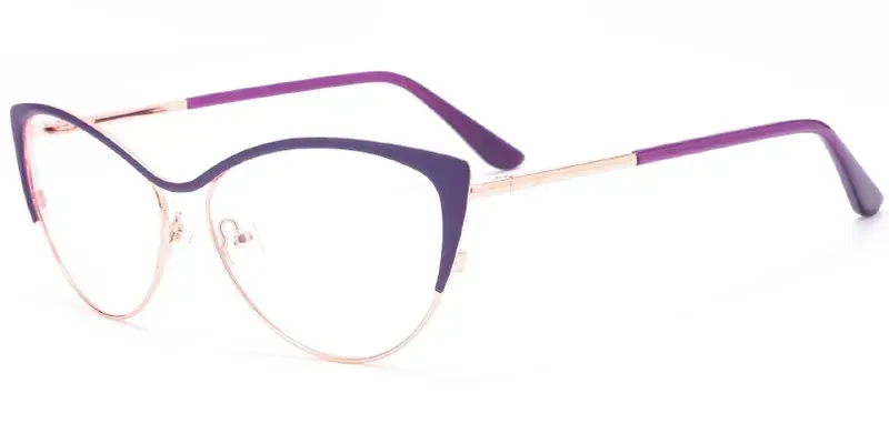 Louisiana - Oversized Fit Women's Metal Optical Frame Factory Direct OEM - Purple/Gold