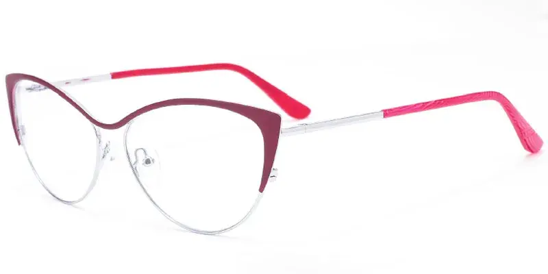 Louisiana - Oversized Fit Women's Metal Optical Frame Factory Direct OEM - Red/Silver