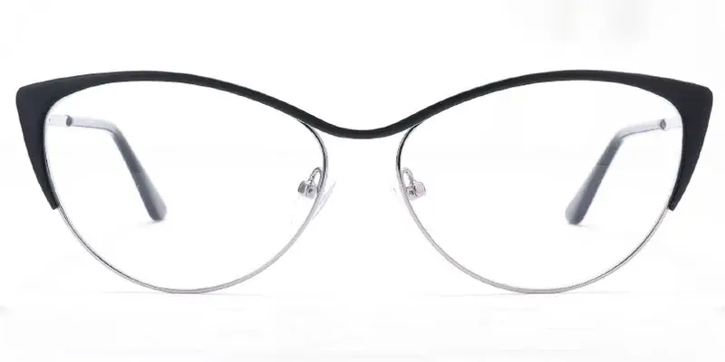 Louisiana - Oversized Fit Women's Metal Optical Frame Factory Direct OEM - Black/Silver