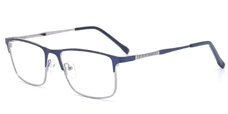 Massillon Rectangle Stainless Steel Metal Optical Frame Wholesale, 54mm - Blue
