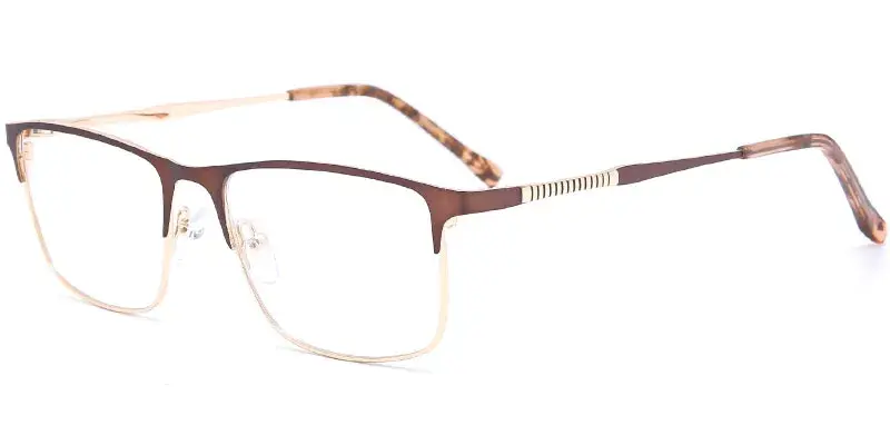Massillon Rectangle Stainless Steel Metal Optical Frame Wholesale, 54mm - Brown